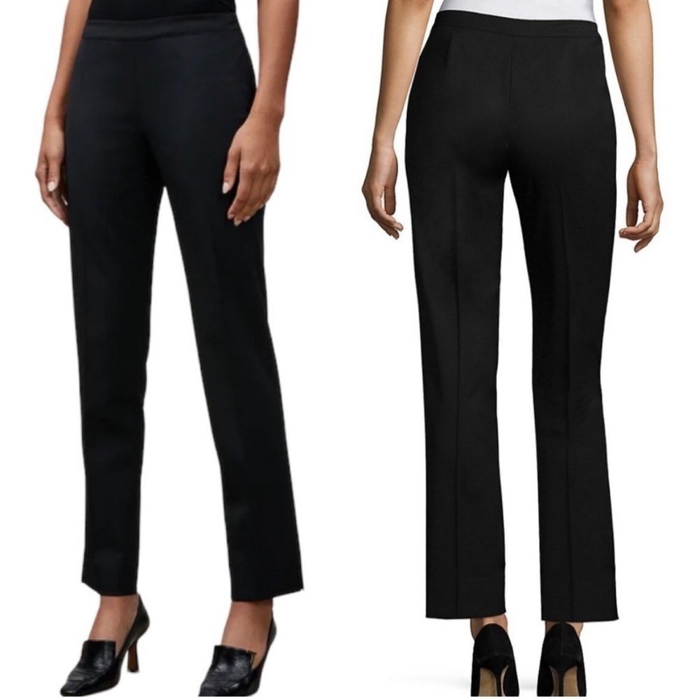 Lafayette 148 Italian Stretch Wool Bleecker Pant Slim-Leg Classic Woven Black 4